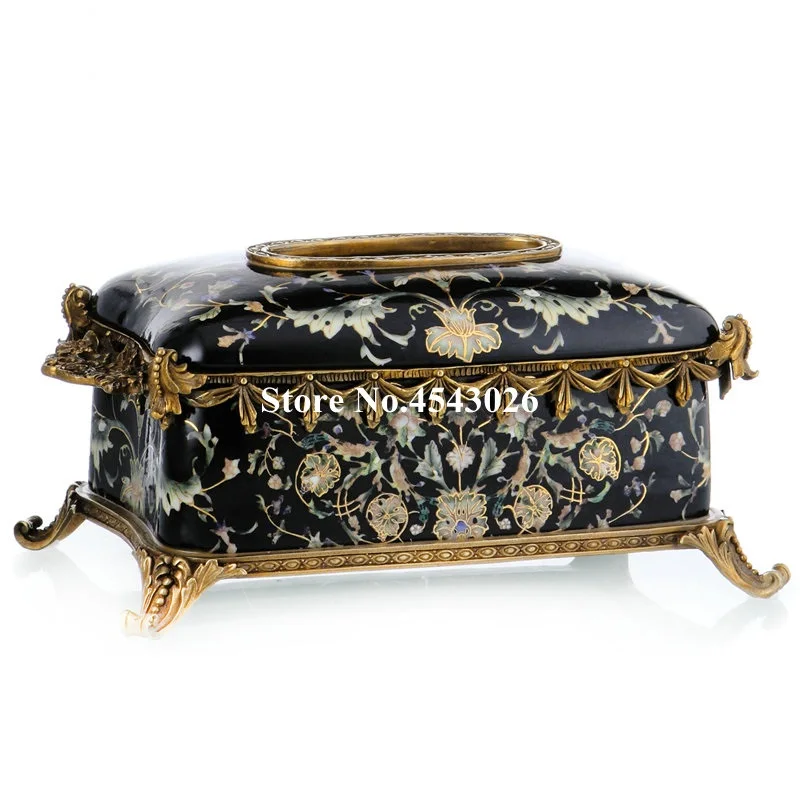 Retro European luxury crafts decorative ceramic tissue box ornaments | Дом и сад
