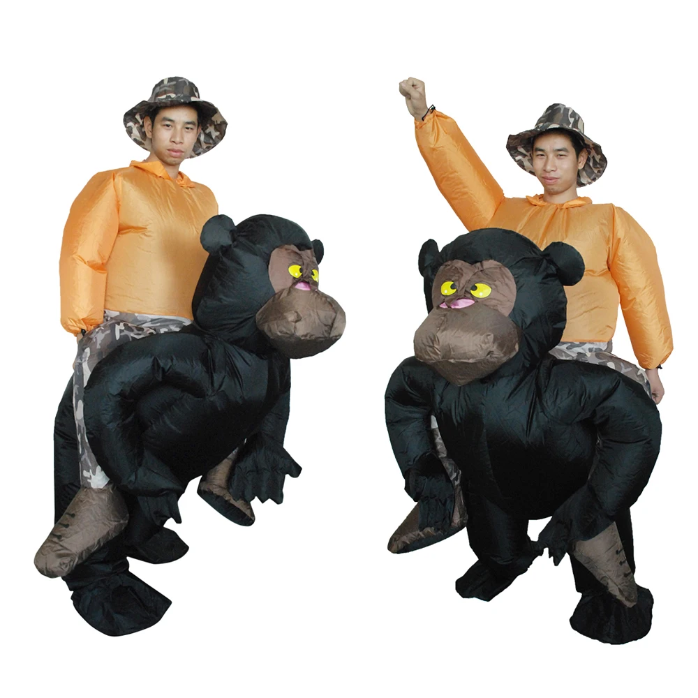 

Взрослый надувной костюм шимпанзе для Хэллоуина, костюм, нарядное платье, праздничная вечеринка, надувной черный костюм в виде орангутанга,...