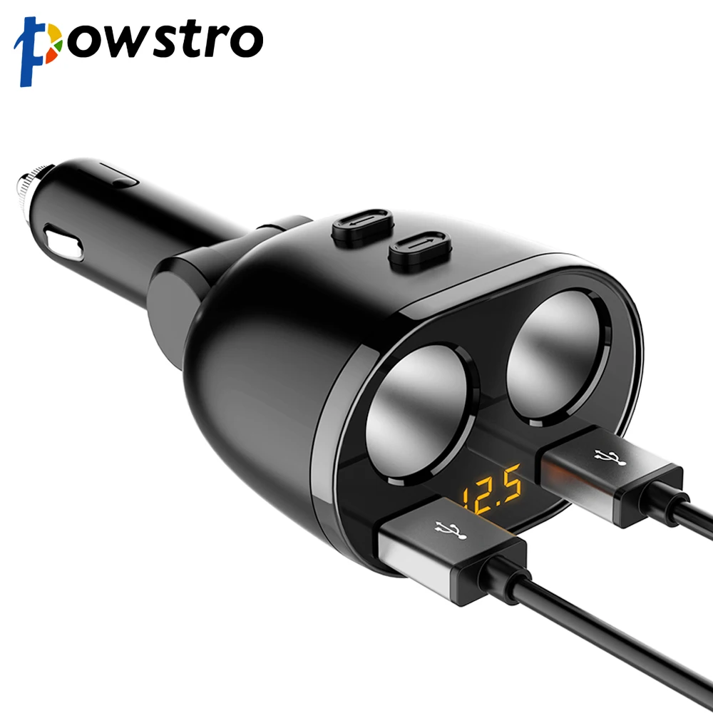 Автомобильное зарядное устройство Powstro 2 USB Цифровое 3.1A для мобильного телефона