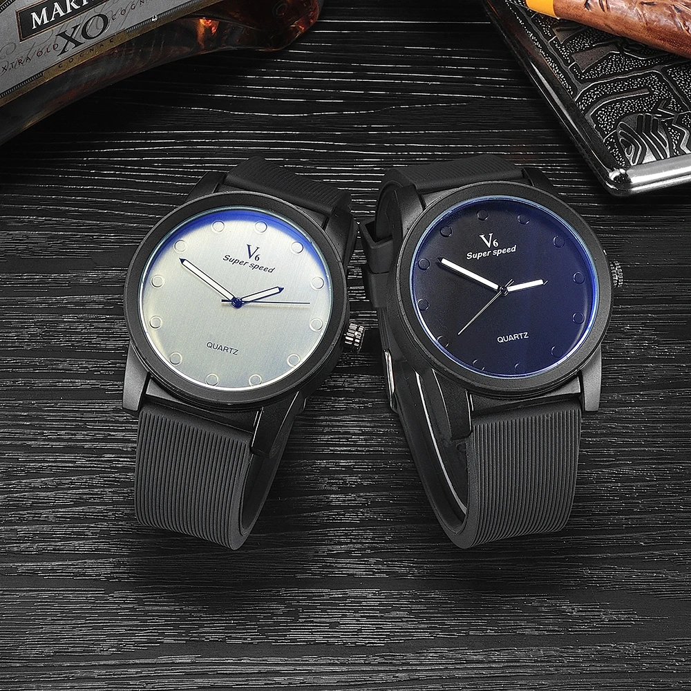 Лидер продаж мужские спортивные часы Montre Homme V6 резиновые кварцевые повседневные