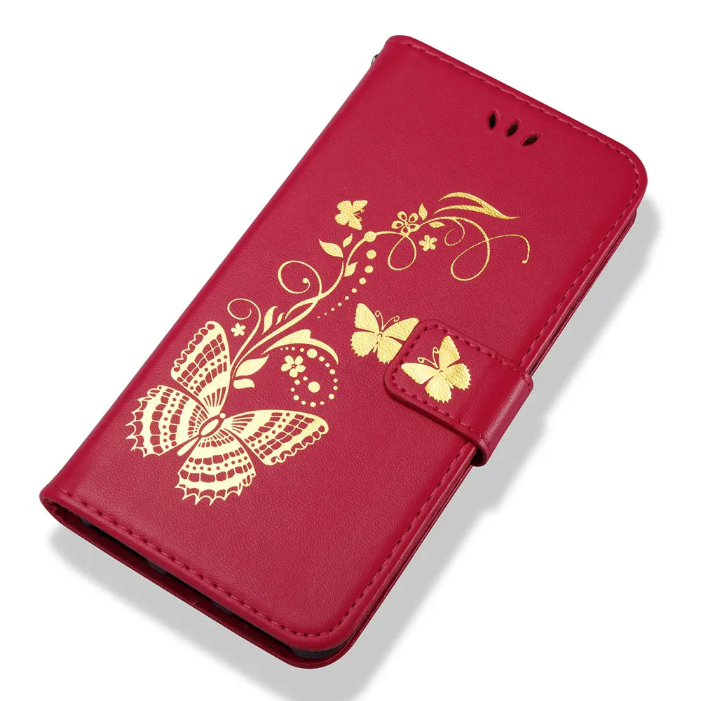 Чехол книжка из искусственной кожи с подставкой для Xiaomi 5S 5X F1 Gold butterfly узором