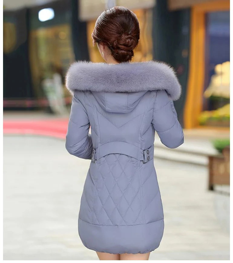 Высокое качество женская зимняя куртка размера плюс 3Xl 4XL Верхняя одежда с капюшоном с меховым воротником Женское пальто длинная теплая парка Abrigo Mujer