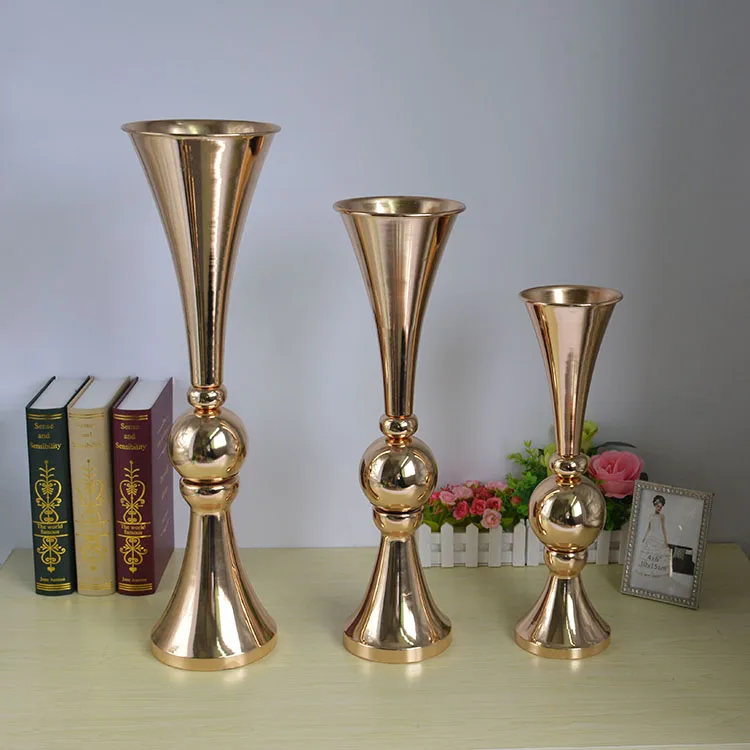 2018 Новый Стиль Золотая ваза в форме трубы хромированный цветок держатель с