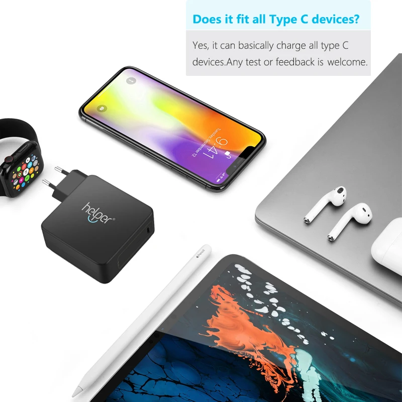 USB-C Тип-C PD адаптер для ноутбука razer лезвие стелс, XPS 12, X1 стол, также для 45 Вт-65 Вт 20 В 2.25A-20 В 3,25 зарядное устройство