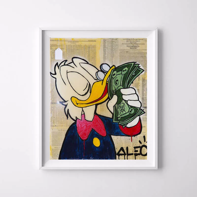 Утка с наличные Alec Monopolies Холст Картина маслом печать гостиная домашний декор Современное украшение на стену, живопись маслом плакат картины