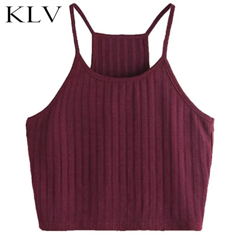 WR Женские рукавов основные Сексуальная Strappy Racerback Crop Top одноцветное Цвет ребристые вязаная Тонкий бретели Спагетти ремень Холтер жилет - Цвет: WR