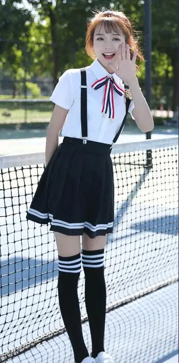 Girls Японская школьная форма для девочек, рубашка с короткими рукавами, юбка, короткие штаны, летний костюм моряка, Школьный костюм, школьная форма, D-0581 - Цвет: Girls