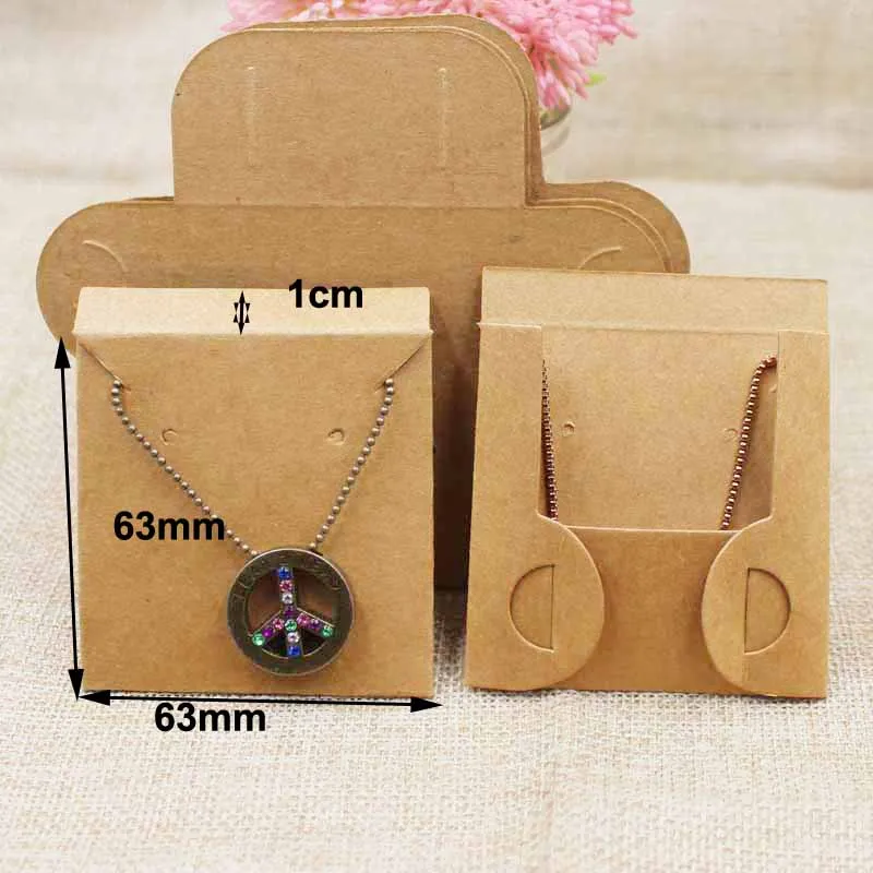 

20pcs per lot kraft/black necklace pendant packing card small charming display card with back folded jewelry card 63*63cm