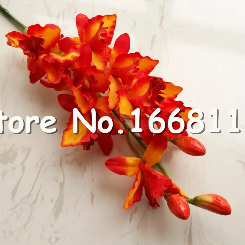 8 шт. искусственные орхидеи Cymbidium большого размера 9 головок Cattleya Hybrida цветы орхидеи для свадьбы центральные декоративные цветы