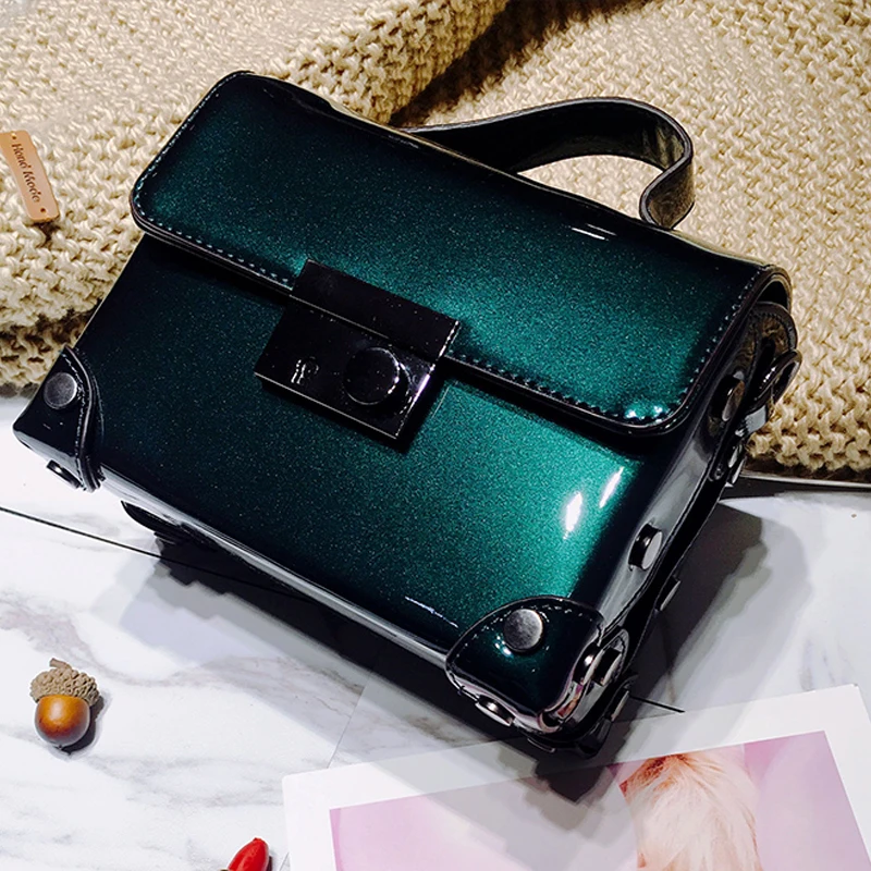 Box сумка женщины из лакированной кожи Сумочка Мода сумочке маленький багажник