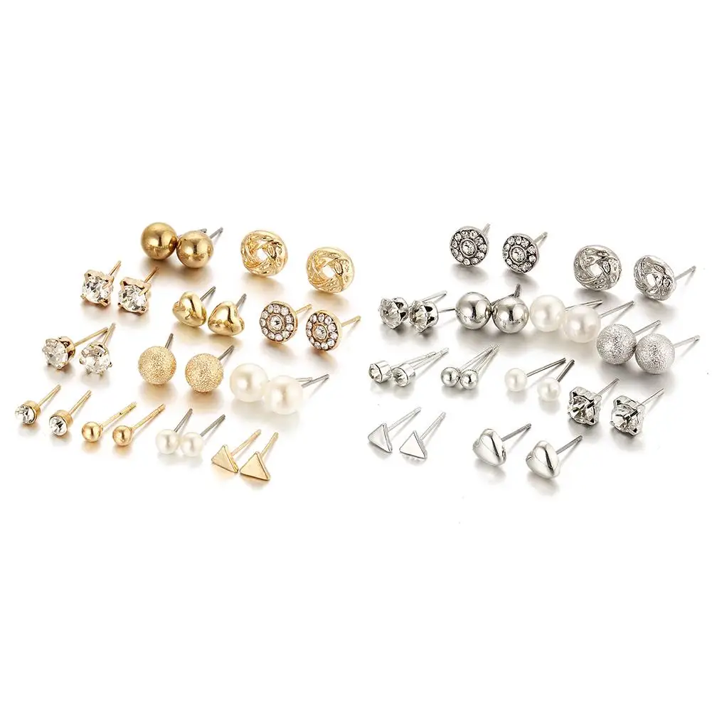 12 пар Геометрия серьги стержня заявление Циркон Кристалл простой и повседневные