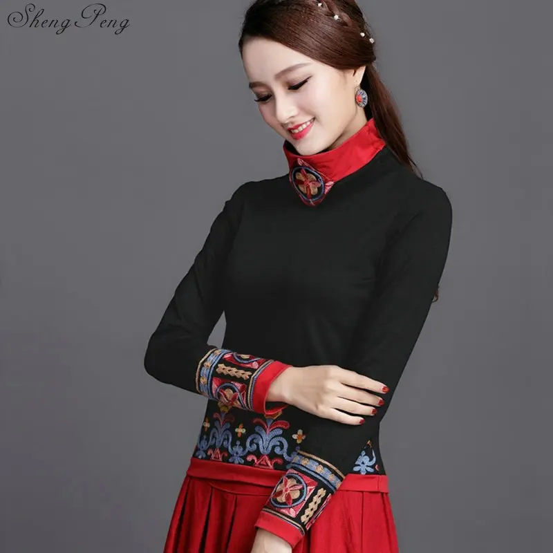 Традиционная китайская одежда для женщин cheongsam топ женские топы и блузки элегантные женские топы в стиле ретро Q615