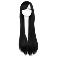 qqxcaiw long straight cosplay wig black purple pink blue sliver gray blonde white orange brown synthetic hair wigs