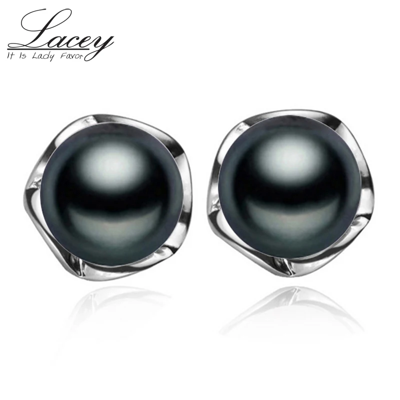 LACEY Natural Pearl Earrings Jewelry 925 Silver For Women Black Stud FREE Shipping | Украшения и аксессуары