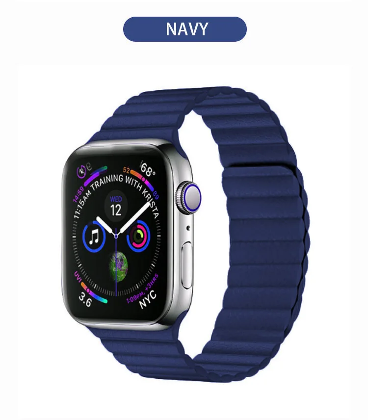 Новые часы ремешок для наручных часов Apple Watch 4 5 40/44 мм Кожаная двойная Магнитная застежка на запястье для Apple Watch Series 1, 2, 3, ремешок 42 мм
