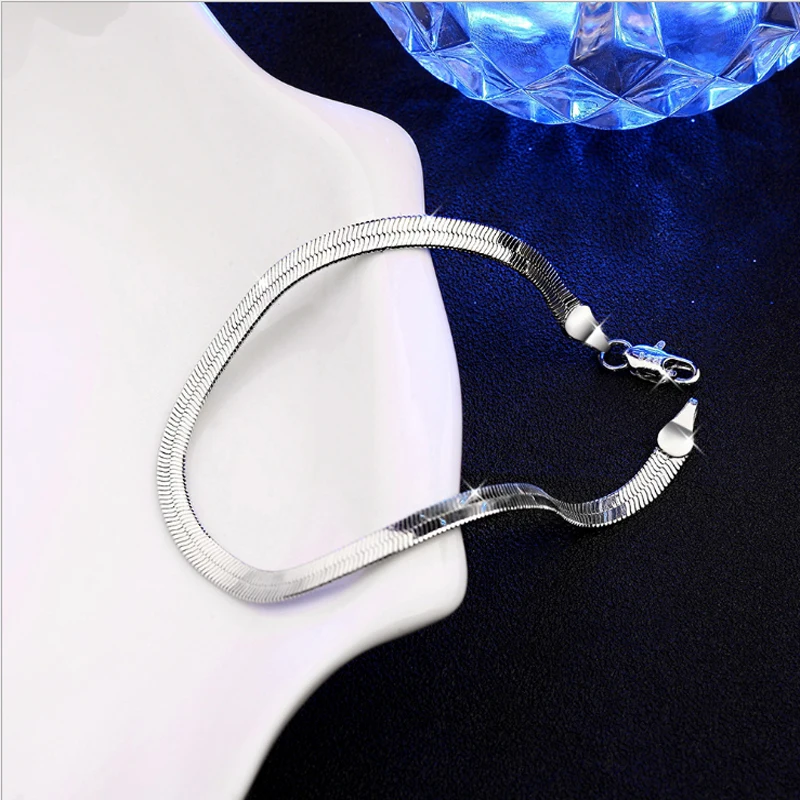 Женская и мужская цепочка из серебра 925 пробы шириной 4 мм|fashion men bracelet|men braceletmen
