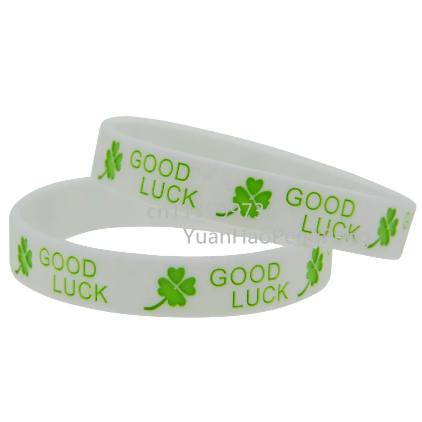 50pcs/Lot Good Luck with Clover Leaf Silicone Debossed Filled in Colour Wristband Bracelet | Украшения и аксессуары