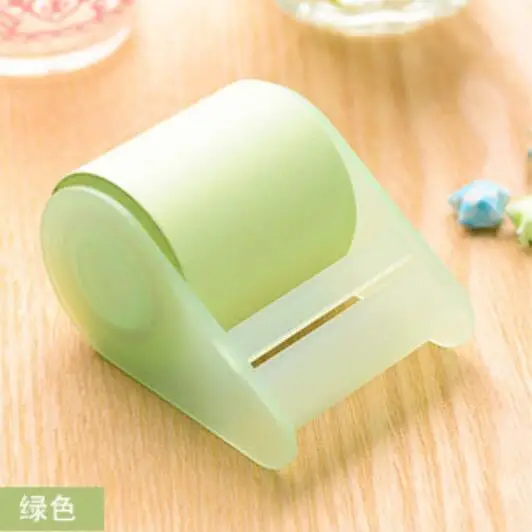 green with holder1pc Цветная флуоресцентная отрывная бумага, стикер, блокнот, Липкие заметки, Kawaii, милые, стационарные вещи, школьные, офисные материалы, диспенсер для ленты - Цвет: green with holder1pc