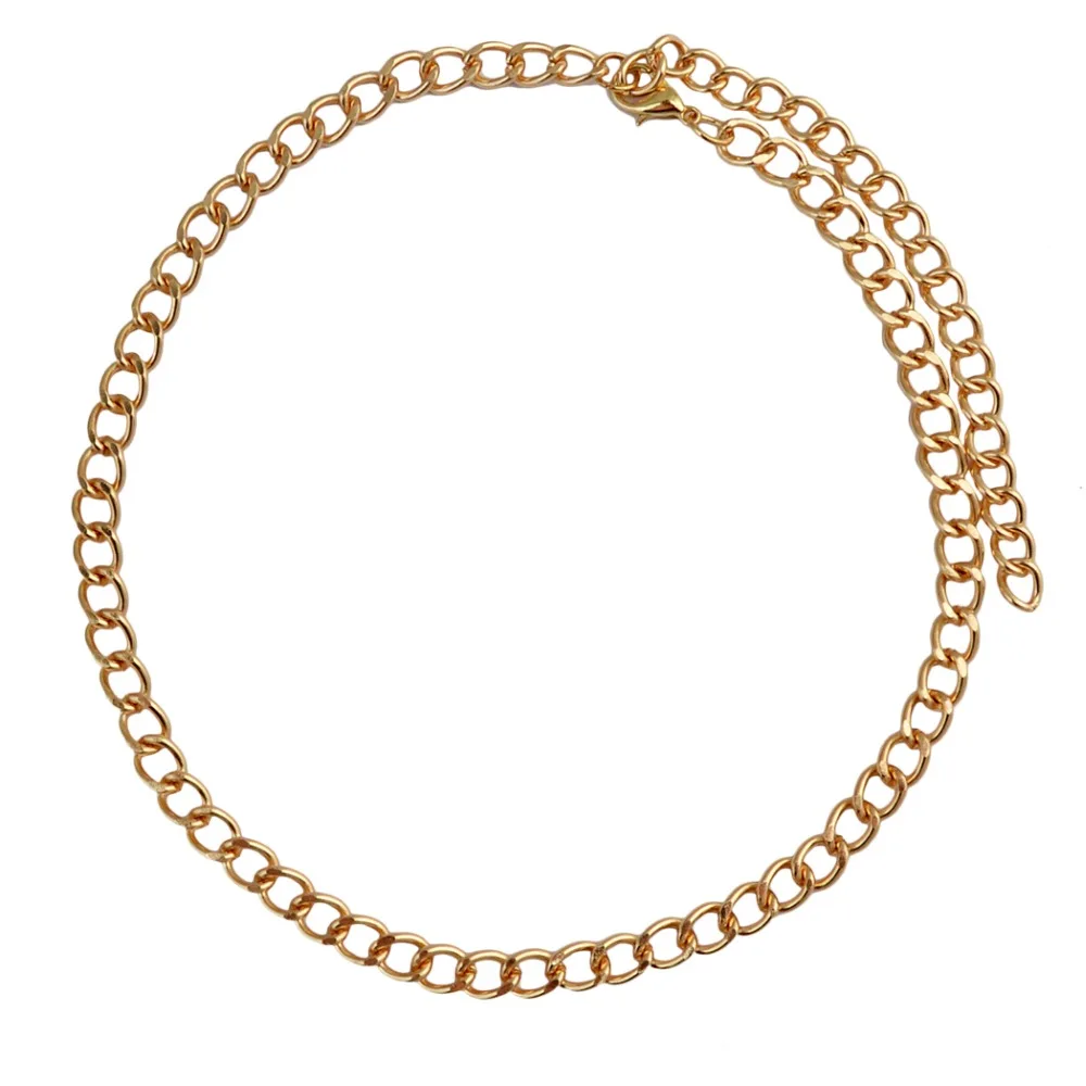 4 Шт./компл. Панк Черная Кожа Золото Проба Цепи Шарм Роза Ткань Воротник Короткие