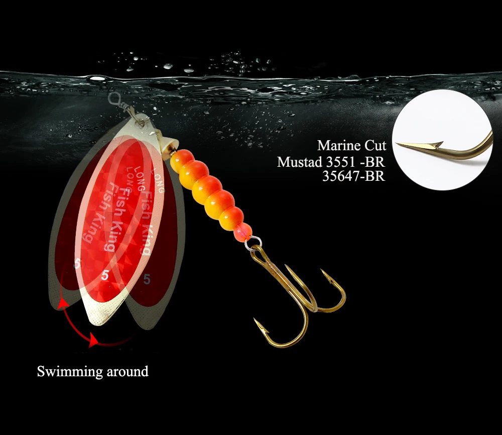 Fishing King 4 цвета 0#-5# spinner ложка приманки с металлической жесткой приманкой с тройным крючком рыболовные снасти Pesca