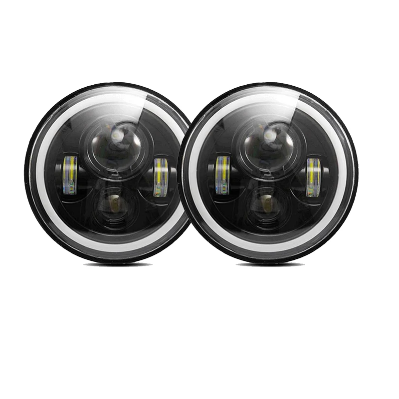 Для Lada Niva 7 дюймов светодиодный светильник на голову Hi/Low Beam Halo Angle Eyes DRL налобный