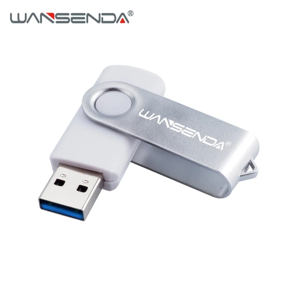 Новинка, USB 3,0, WANSENDA, Usb флеш-накопитель, Вращающаяся ручка, 16 ГБ, 32 ГБ, 64 ГБ, 128 ГБ, 256 ГБ, флеш-накопитель, высокоскоростная USB карта памяти - Цвет: White