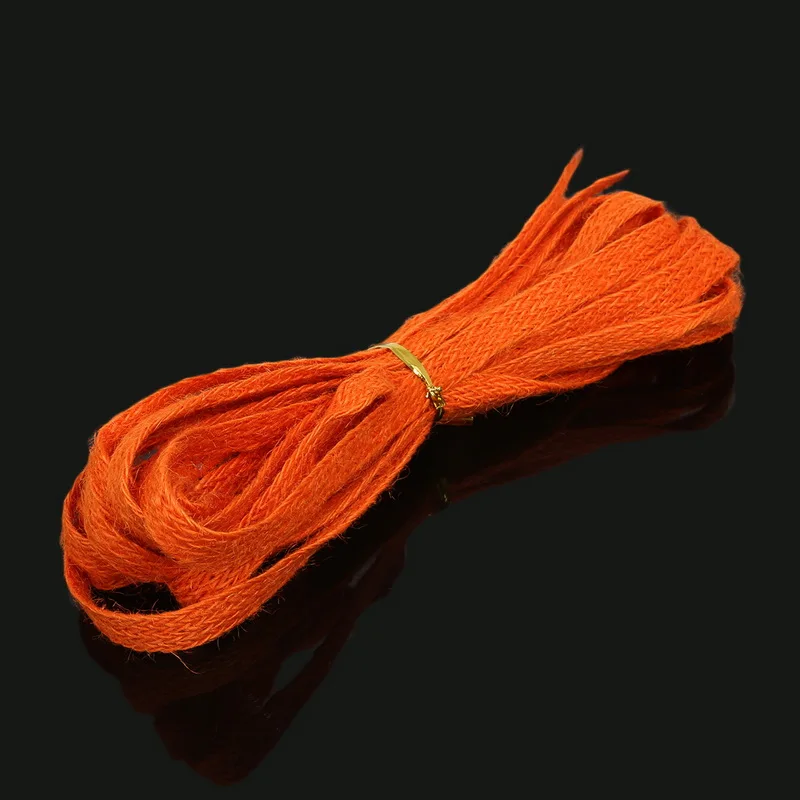 Orange Red Новинка! Многоцветный 10 мм ширина, 1,5 мм толщина, 5 м/лот натуральный Конопляный джутовый шнур веревка ручной работы аксессуары для рукоделия - Цвет: Orange Red