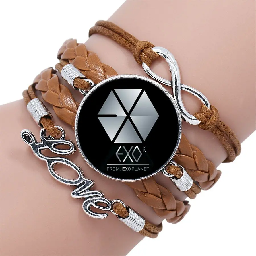 Модные ювелирные изделия многослойный черный/коричневый кожаный браслет