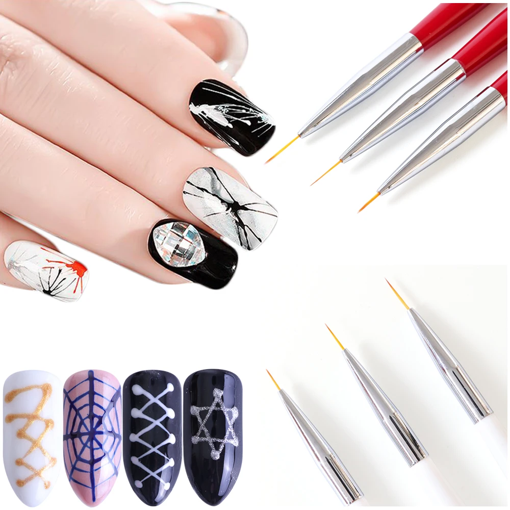 3 шт./компл. УФ гель щетка для нейл арта ручка рисования 8/10/11 мм цветов акриловая 3d