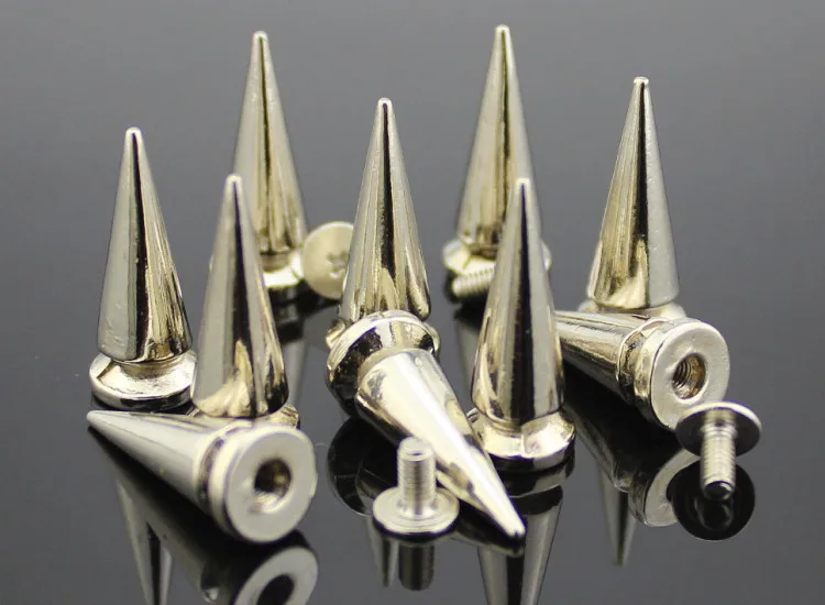 silver 10 шт 10*26 мм Цветные Шипы и заклепки для одежды DIY Ручная работа крутые панк заклепки для одежды для кожаных сумок и обуви - Цвет: silver