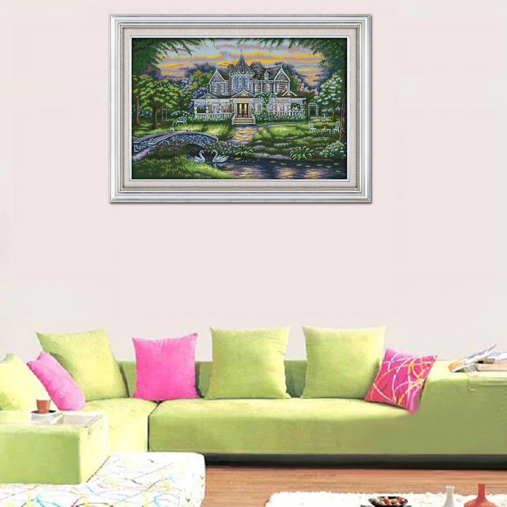 Joy Sunday F849 14CT 11CT Counted and Stamped Home Decor The Manor Needlepoints Embroidery DIY Cross Stitch Kits | Дом и сад