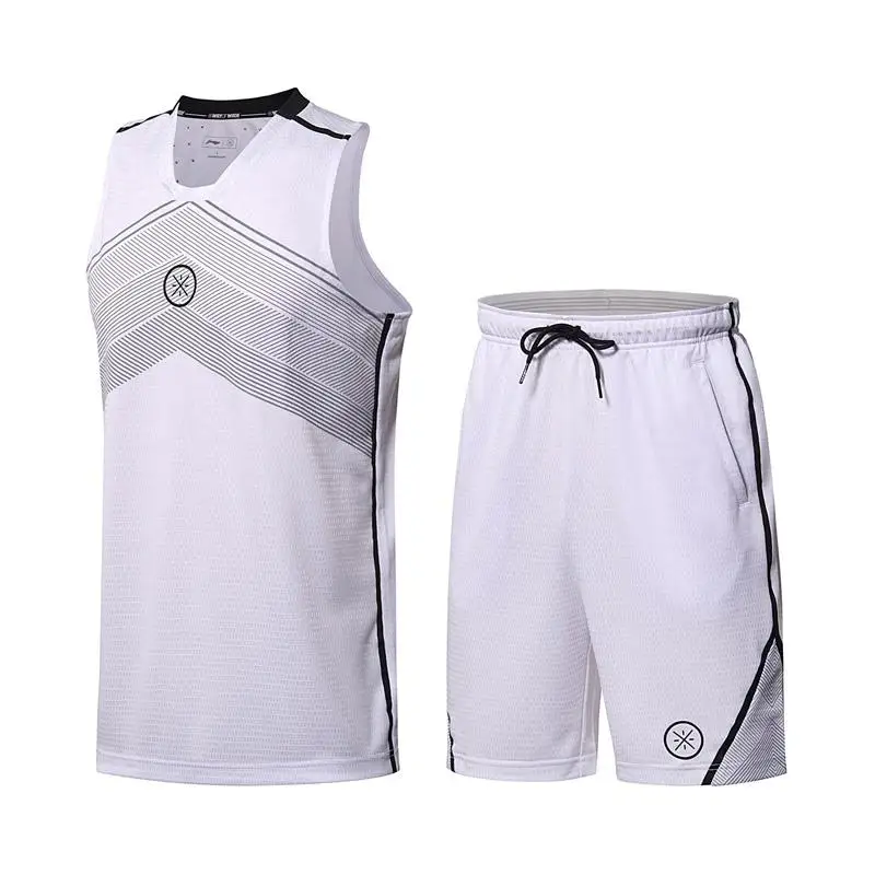 Li-Ning, мужские костюмы баскетбольные, полиэстер, тонкий крой, удобная подкладка, спортивная форма, футболка, шорты, наборы AATN001 CJFM18 - Цвет: AATN001 1H