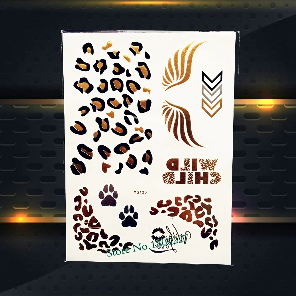 1 шт. большой размер золотистый слон блестящие металлические татуировки наклейки