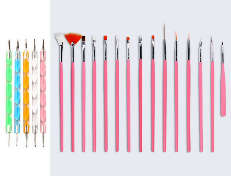 Nail Set24 Pink Addfavor для украшения ногтей, раскрашивающая ручка для красоты, набор кистей для ногтей, Гель-лак, кисть для рисования, точечный инструмент, педикюр, маникюрный набор для макияжа - Цвет: Nail Set24 Pink