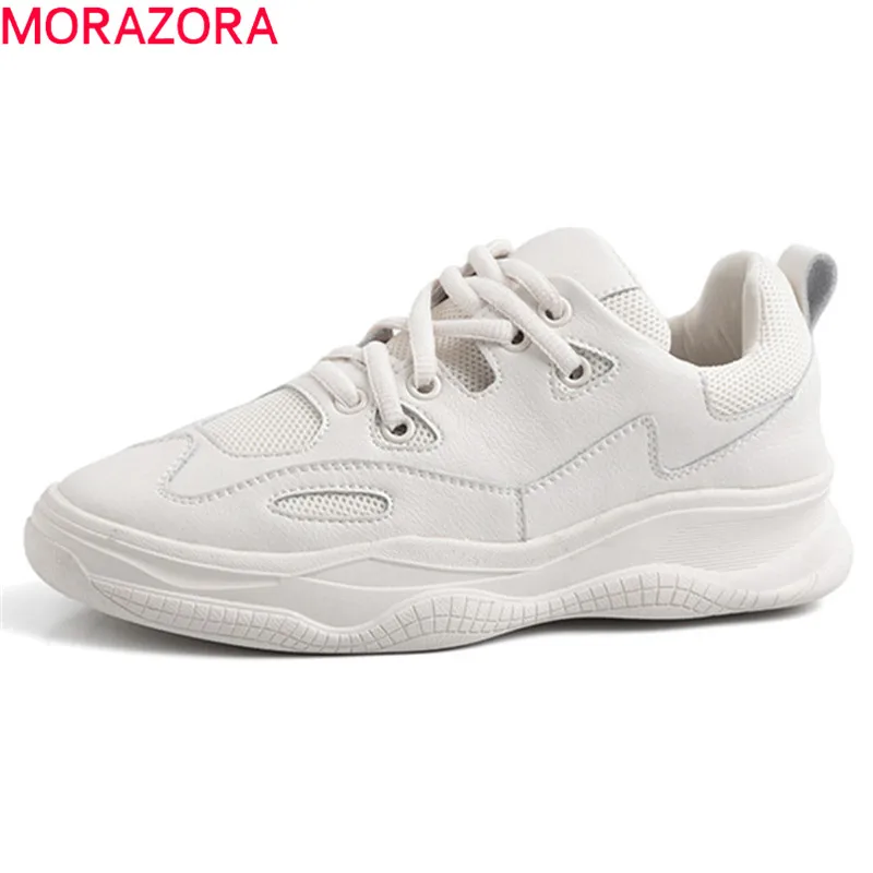 MORAZORA/Новинка 2019 года обувь из натуральной кожи для взрослых женские кроссовки на