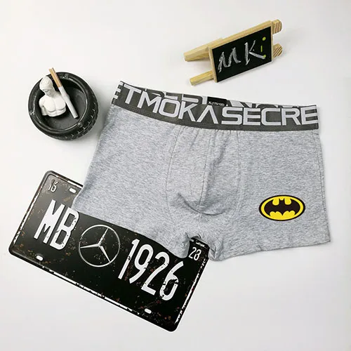 batman6 Мужское нижнее белье с принтом Бэтмена, боксеры, шорты, чёсаный хлопок, Мультяшные одноцветные мужские трусы, нижнее белье, мужские боксеры - Цвет: batman6
