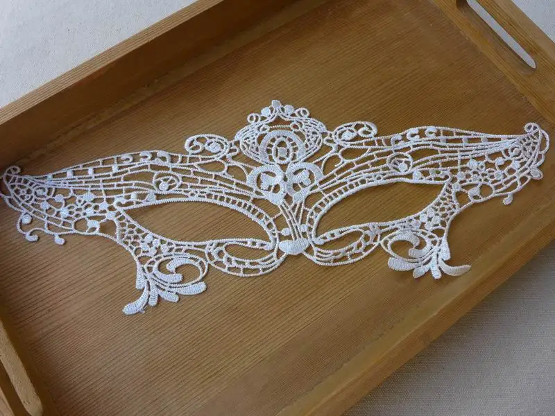 Хэллоуин высокого качества маскарадная кружевная маска белая кроше вырез для