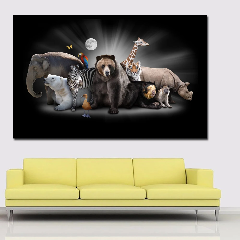 Картина на холсте настенные художественные принты животные слоны белые медведи