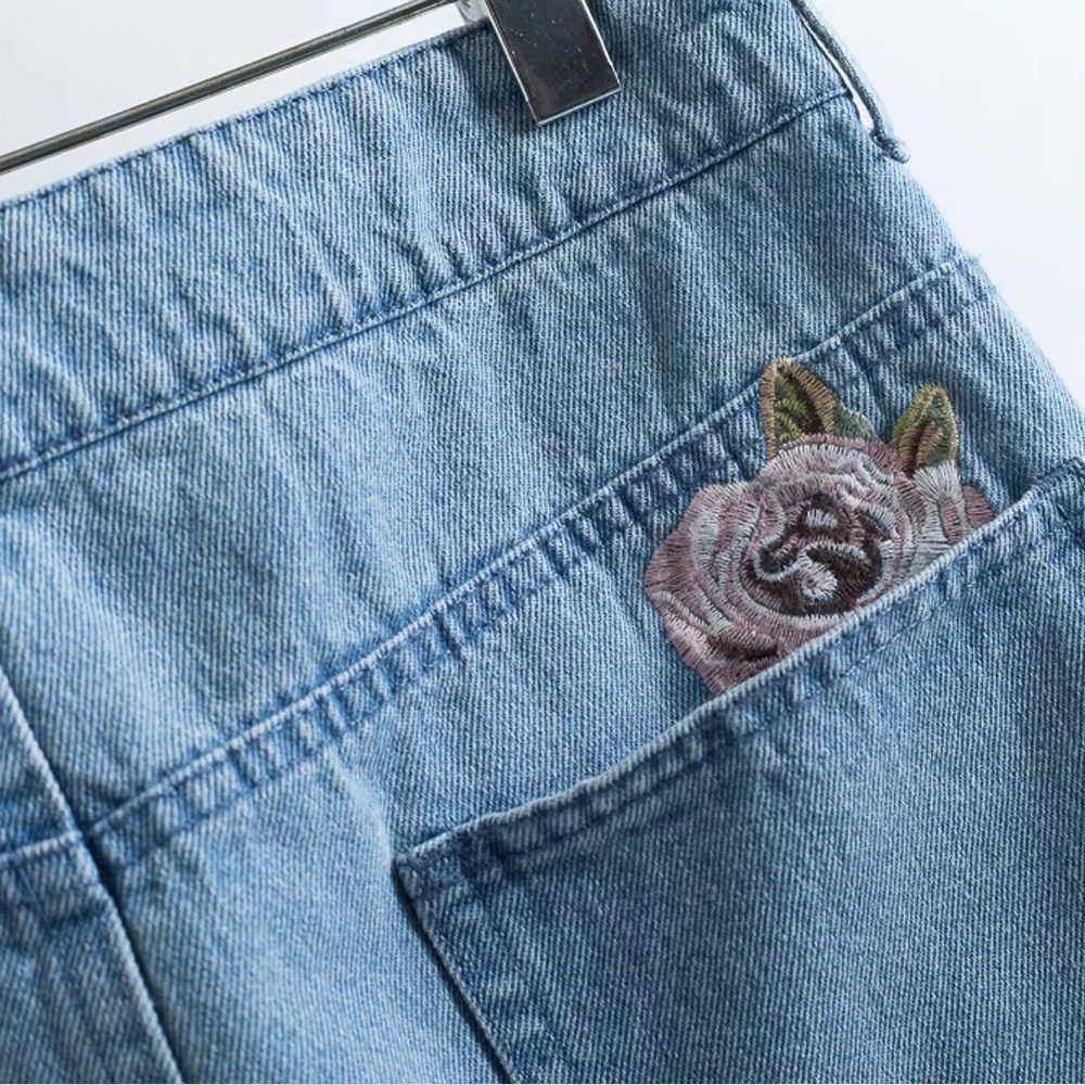 Женская джинсовая мини юбка с высокой талией 2017 разрезная пуговица карманы на