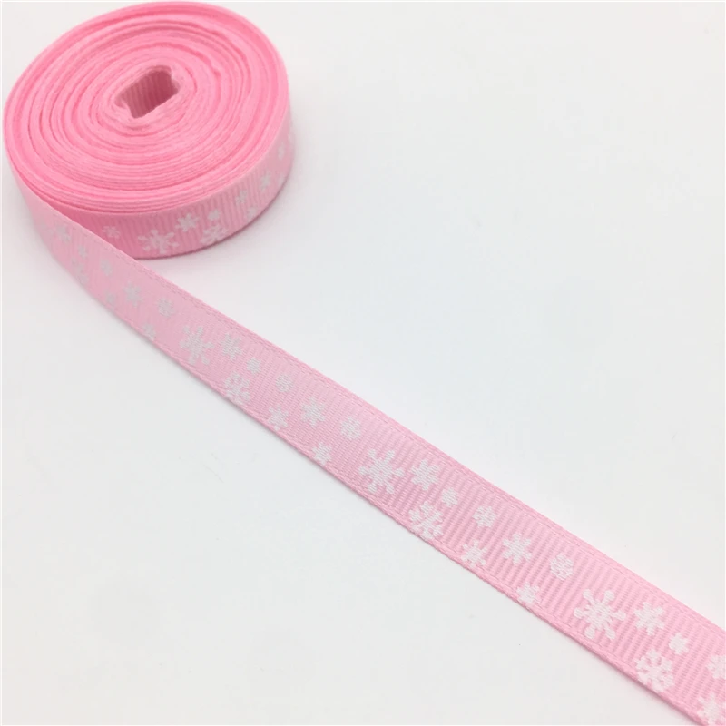 5 ярдов 3/"(10 мм) принт Снежинка Grosgrain лента для ремня Подарочная упаковка свадебные украшения Рождественские принадлежности#51-60
