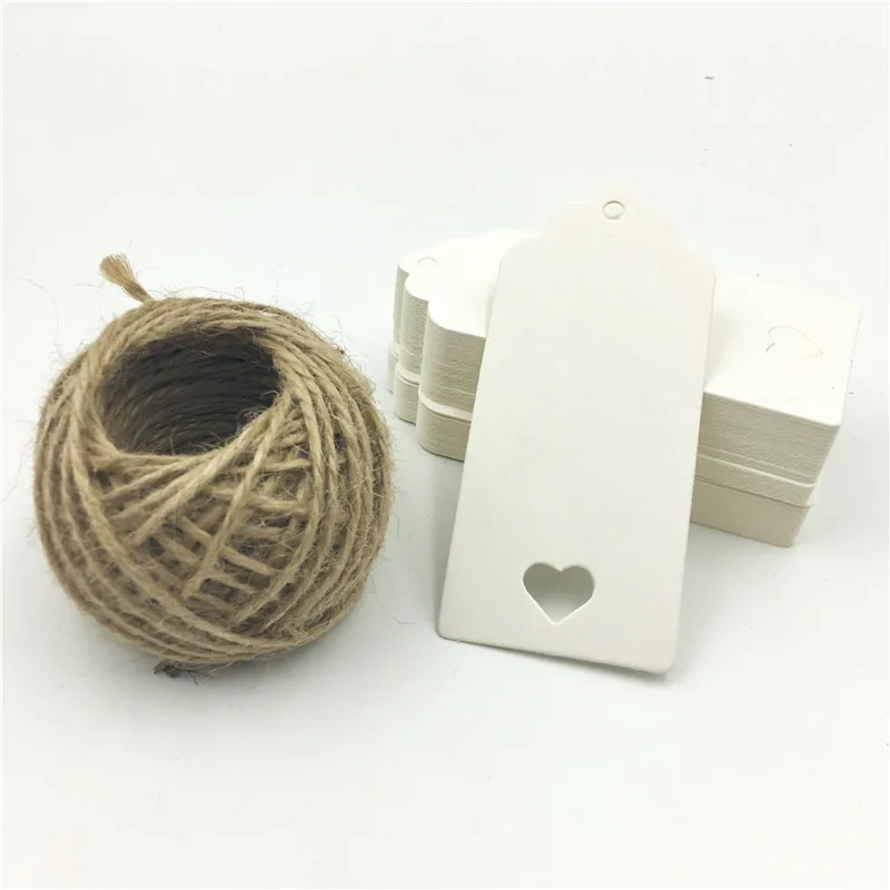 100 шт. Белые коричневые полые бумажные бирки в форме сердца сделай сам гребешок
