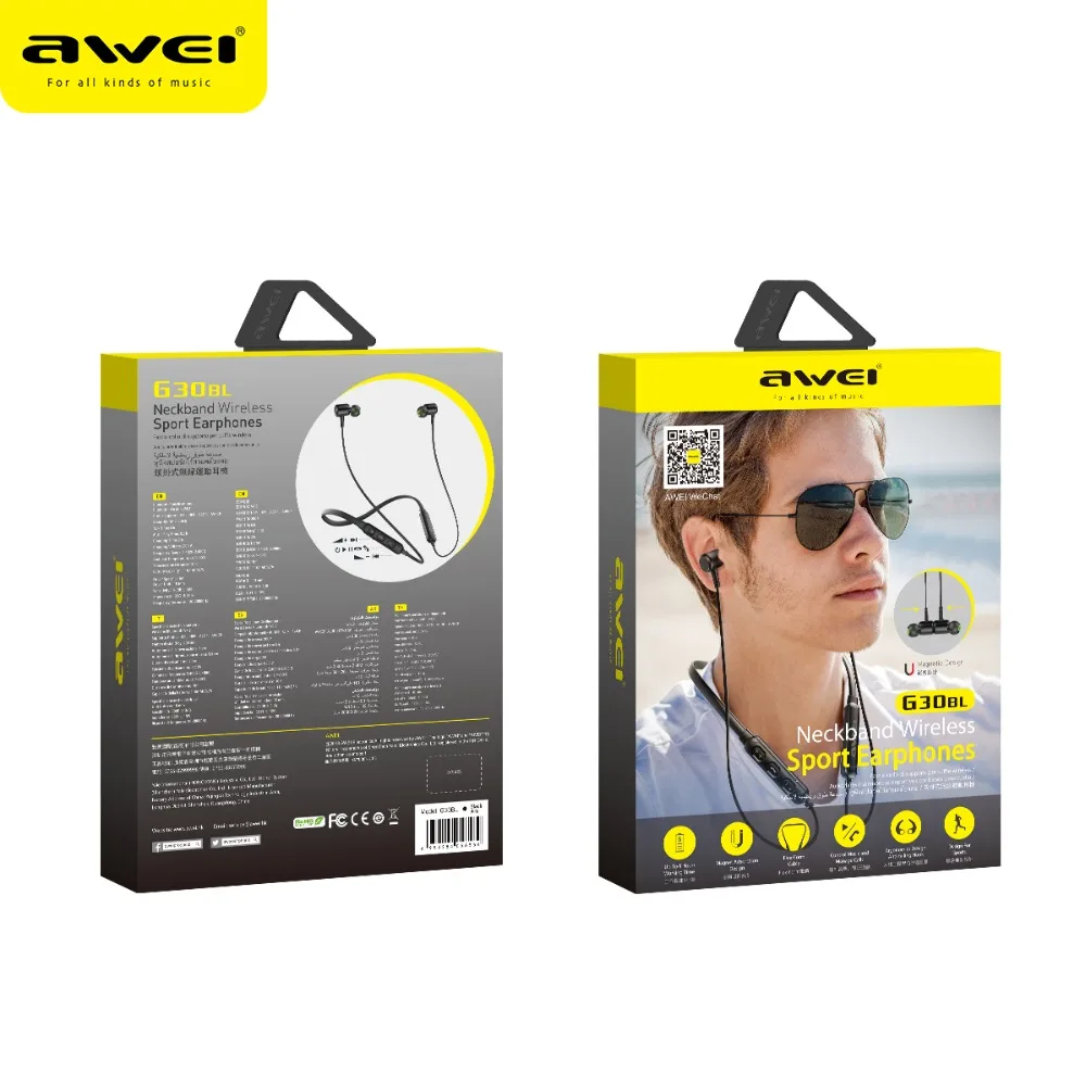 AWEI G30BL шейные Bluetooth наушники магнитные Bluetooth наушники спортивные с микрофоном стерео Беспроводная гарнитура для телефона наушники