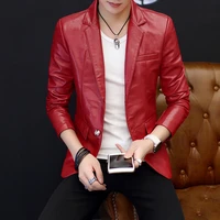 hoo 2021 mens leather suit personality trend handsome young british cultivate ones morality suit