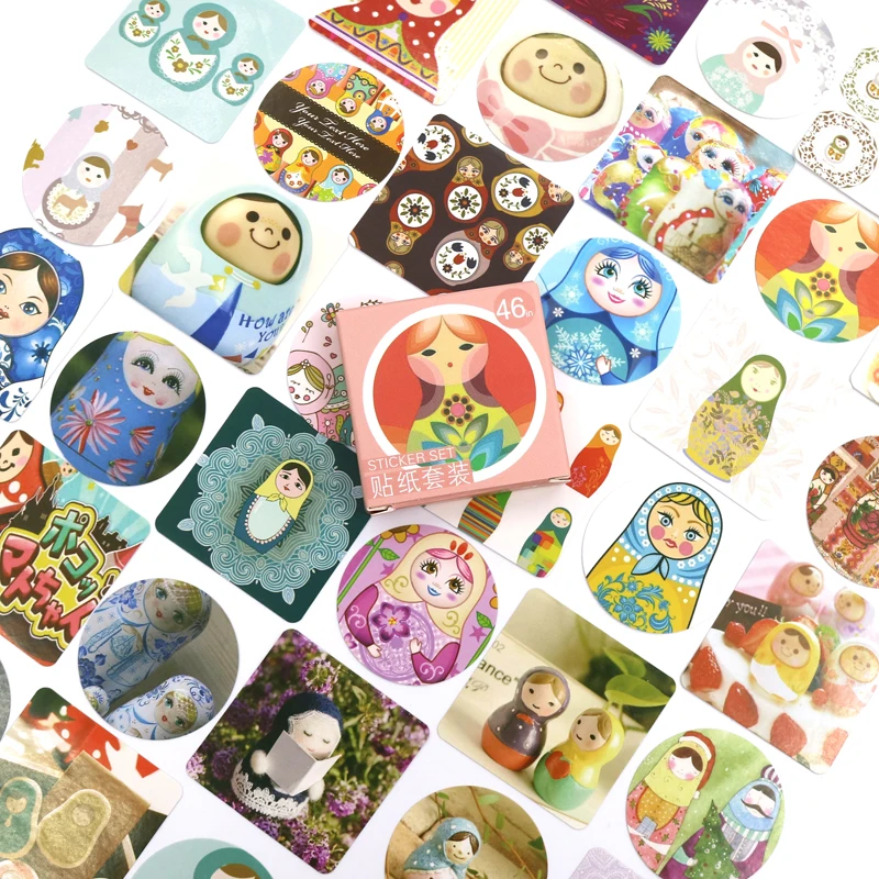 

NEW Russian Doll Decorative Diy Diary Stickers Kawaii Planner Scrapbooking Sticky Stationery Escolar School Supplies 46 Pcs/box