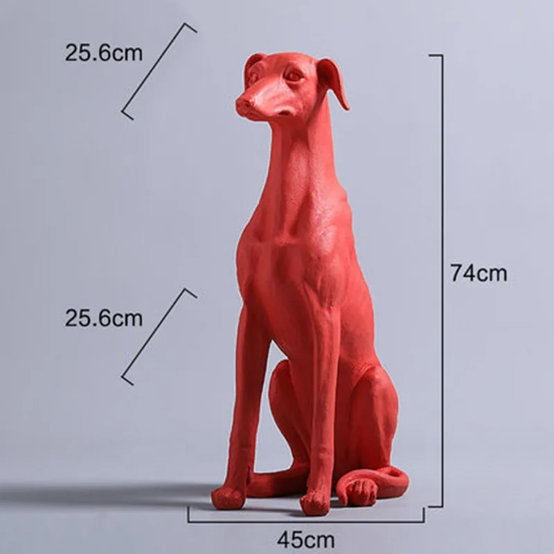Красный Greadog Greyhound статуя Собака Животное Смолы ремесленник шоу окно отель Гостиная украшения 29 дюймов R1092 - Цвет: Красный