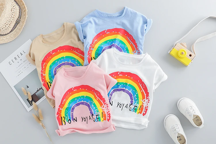 WENWENDEXINGFU Summer Toddler Infant Clothing Sets Baby Girls Boys Clothes Suits Rainbow T Shirt Shorts Kids Children Costume | Детская