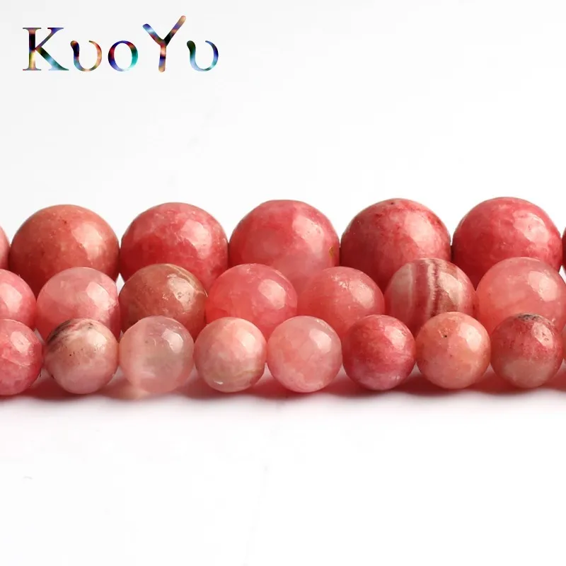 Натуральный Камень Бусы из родохрозита Круглые Гладкие свободные шарики