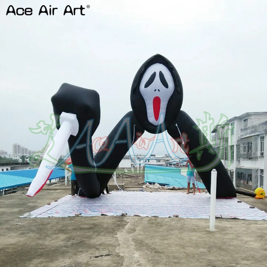 Ужасная АРКА надувной Хэллоуин Декор призрачное лицо с кровавым ножом входная