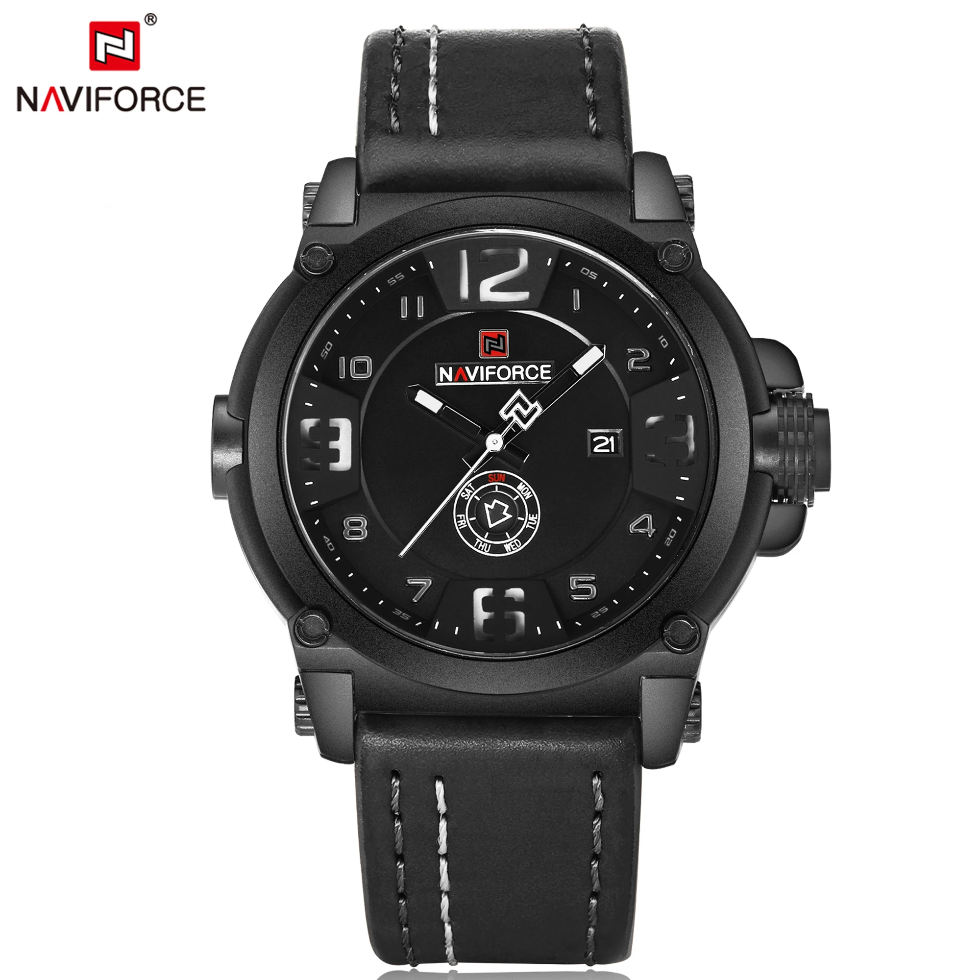 NAVIFORCE мужские часы от ведущего бренда класса люкс спортивные кварцевые часы с кожаным ремешком Мужские Водонепроницаемые наручные часы Relogio Masculino
