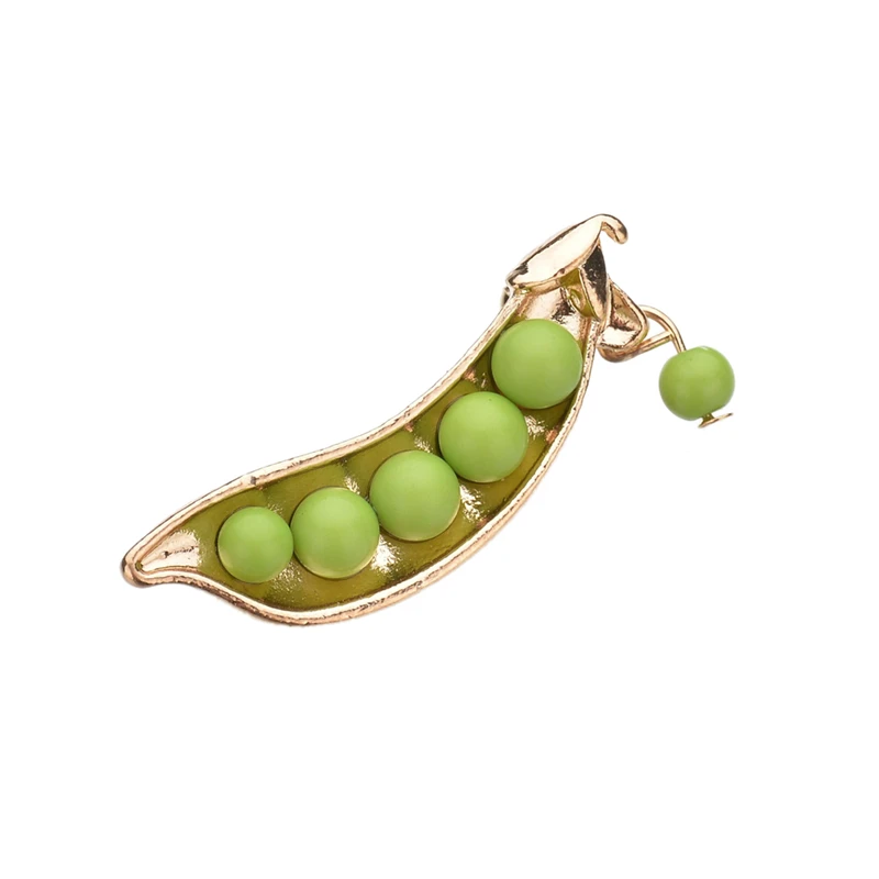 Популярная Милая брошь в виде зеленого горошка японском стиле золотого цвета